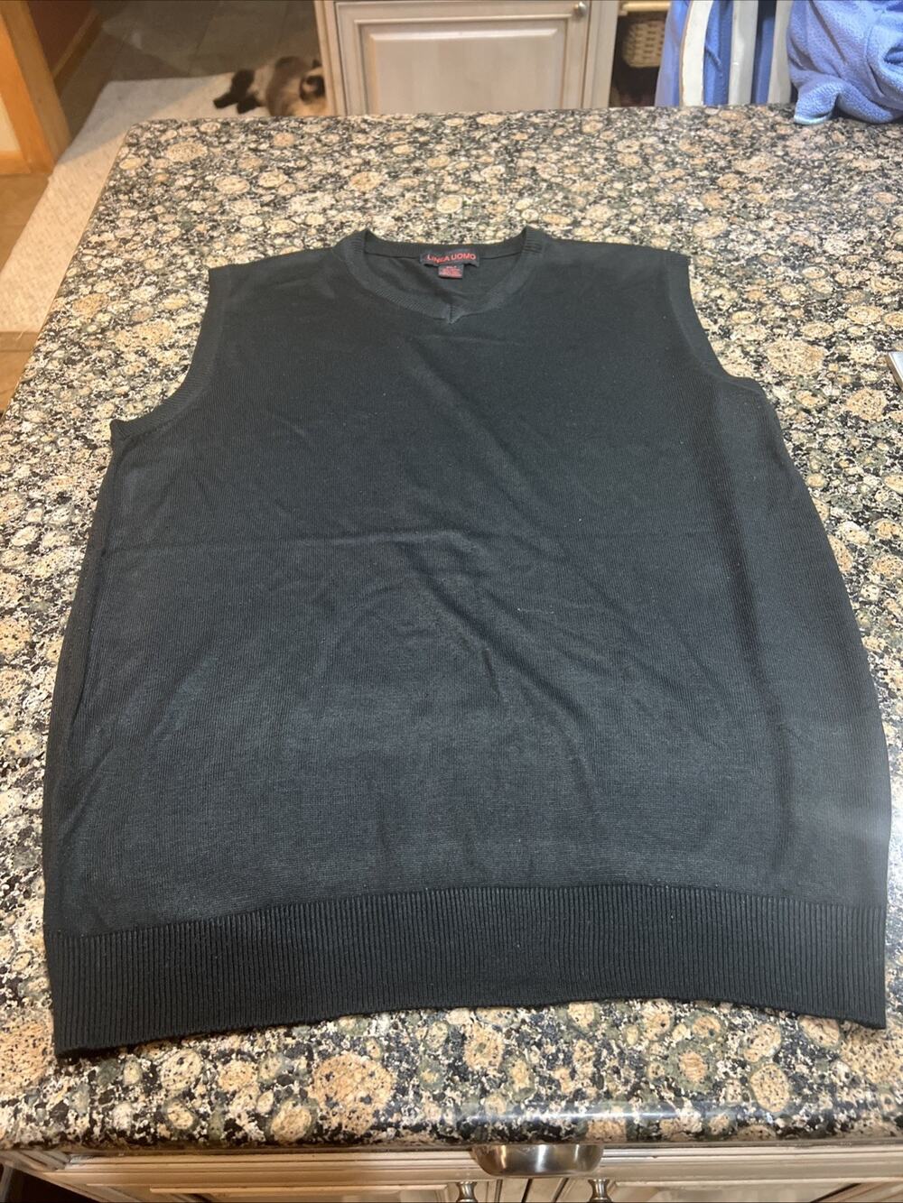 Men’s Linea Uomo Black Argyle Sweater Vest Size 2XLT